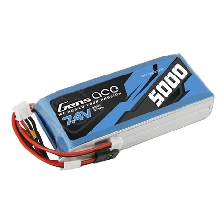 GensAce 5000mAh 7.4V 2S RX TX Batteri Futaba-kontakt