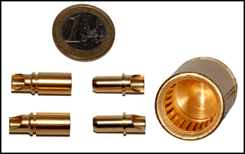 Gold Plated Connector Set Alu 6mm / 0.24 in 2 pcs