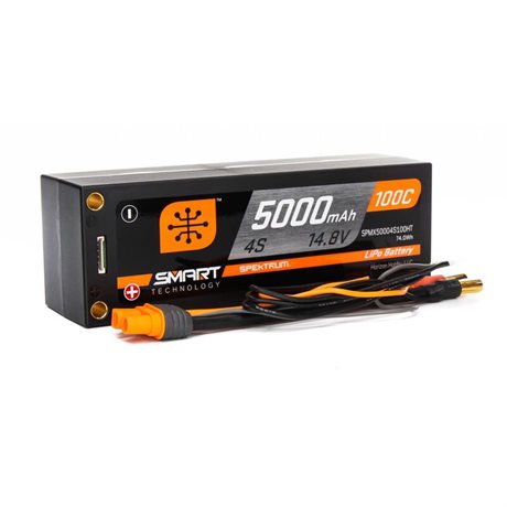 Spektrum 14.8V 5000mAh 4S 100C Smart Race Hardcase LiPo Battery Tubes 5mm