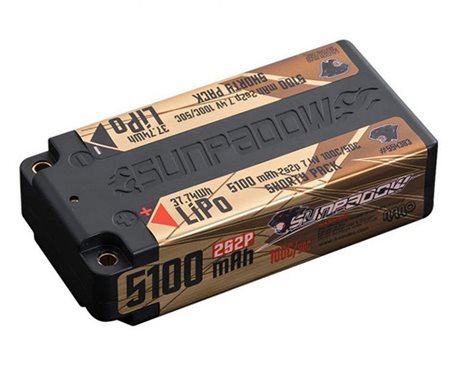 Sunpadow Li-Po Batteri 2S 7,4V 5100mAh 100C Shorty Gold