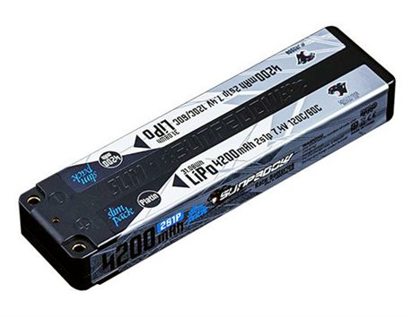 Sunpadow Li-Po Batteri 2S 7,4V 4200mAh 120C Slim Mid Platin