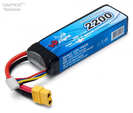 Vapex Li-Po Batteri 11,1V 2200mAh 30C XT60-kontakt