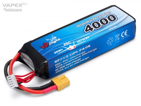 Vapex Li-Po Batteri 4S 14,8V 4000mAh 25C XT60-Kontakt
