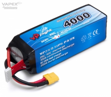 Vapex Li-Po Batteri 6S 22,2V 4000mAh 25C XT60-Kontakt